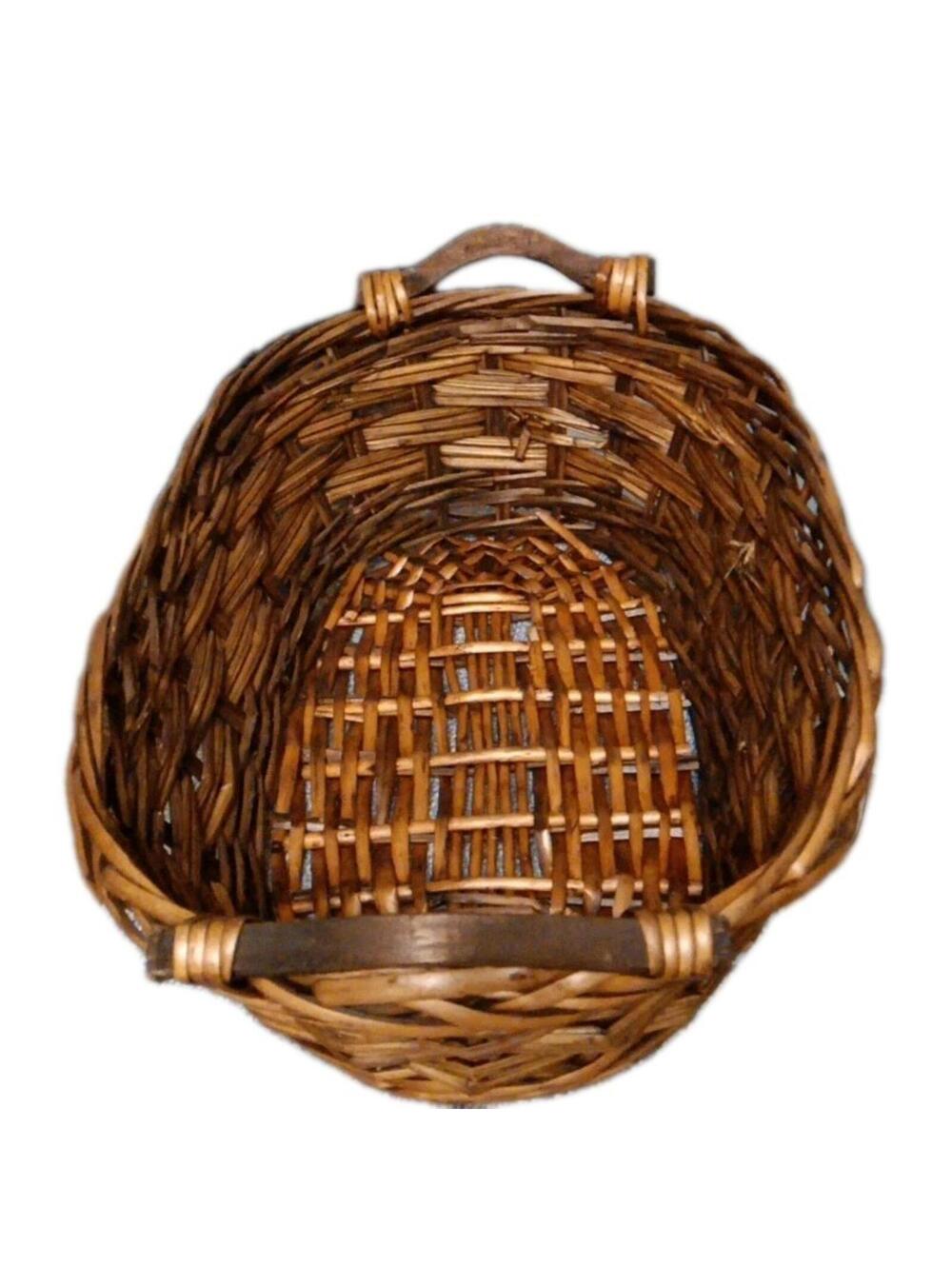 Wicker/Rattan Woven Basket With Wooden Handles Pre owned 17"X12* 6" Deep